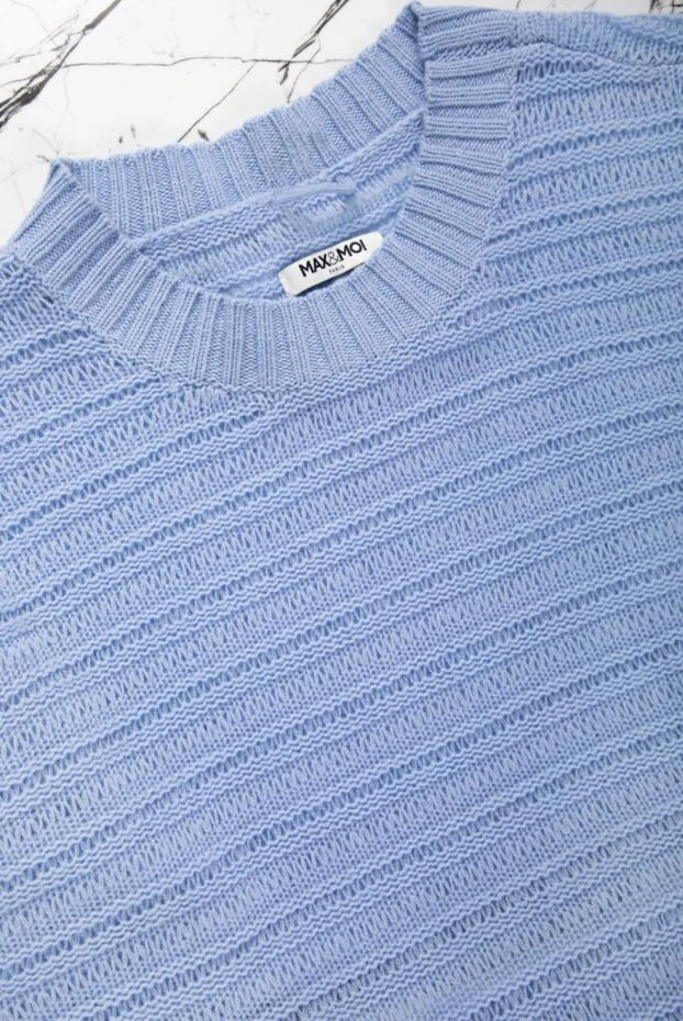 Blue women’s cashmere jumper with textured striped knitting - photo 2