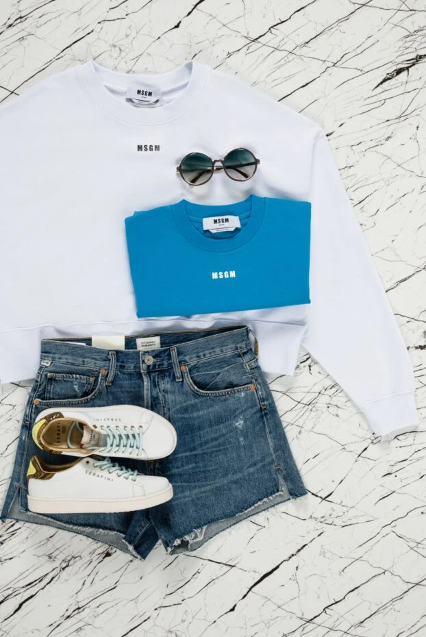 MSGM боди из хлопка голубое женское 158878 - фото 3