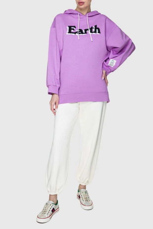 MSGM woman cotton hoodie purple for women купить с ценами и фото 158893 - photo 2