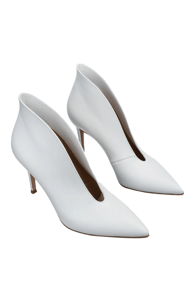Gianvito Rossi ботинки женские кожаные с длинным носком и v-образным вырезом, белые 158920 - фото 3