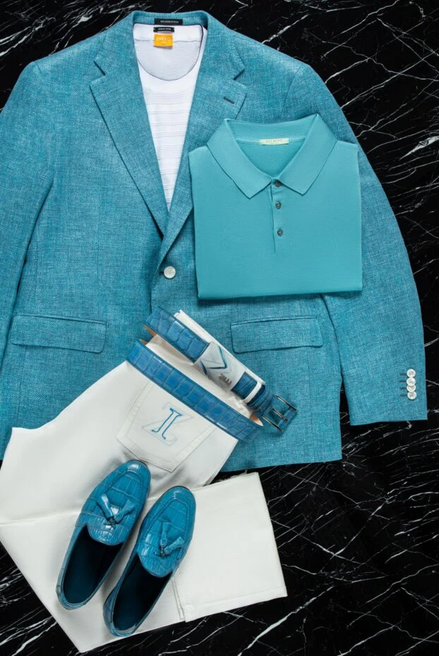 Sartoria Latorre men's light blue linen jacket with silk and cotton, lightweight, summer
 158927 - photo 3