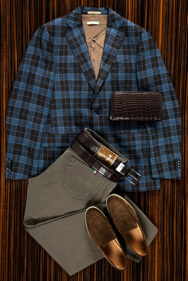 Blue silk and wool jacket for men - photo 2