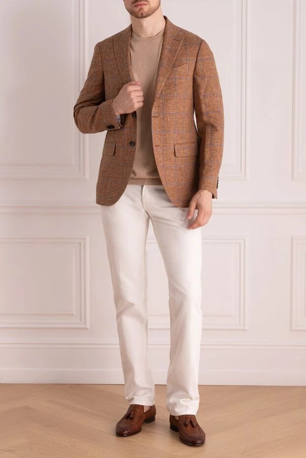 Sartoria Latorre man brown cotton and linen jacket for men купить с ценами и фото 158931 - photo 2