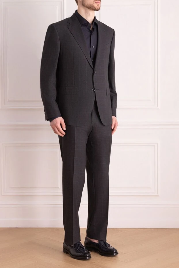 Sartoria Latorre men's wool suit in a check dark gray single-breasted

 158933 - photo 3