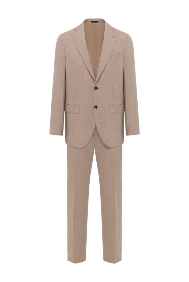 Бежевый костюм из шерсти с клетчатым рисунком и заостренными лацканами
- фото 1
