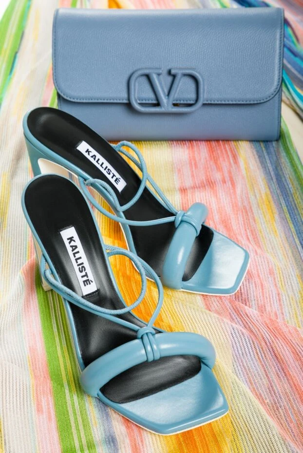 Kalliste жіңішке баулары бар көк былғарыдан жасалған әйелдердің сандалдары 158941 - фото 3