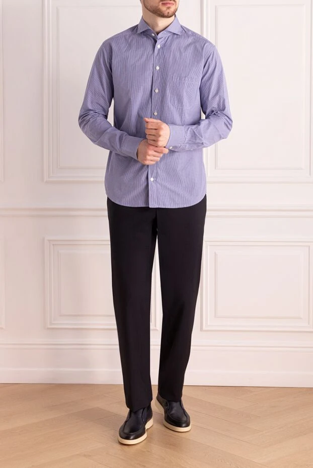 Cesare di Napoli man blue wool trousers for men купить с ценами и фото 158997 - photo 2