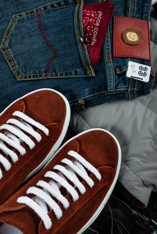 Doucal`s терракотовые сникеры из мягкой замши с белой подошвой

 159010 - фото 3