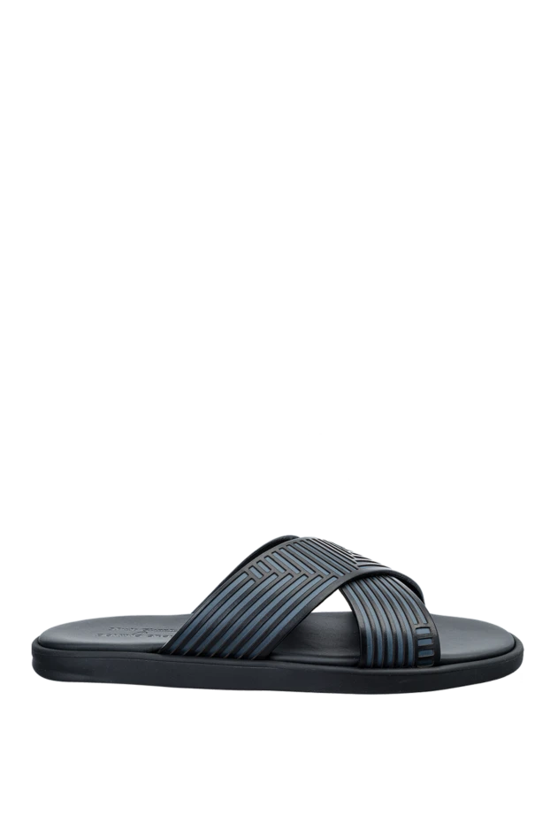 Doucal`s man black leather slippers for men купить с ценами и фото 159012 - photo 1