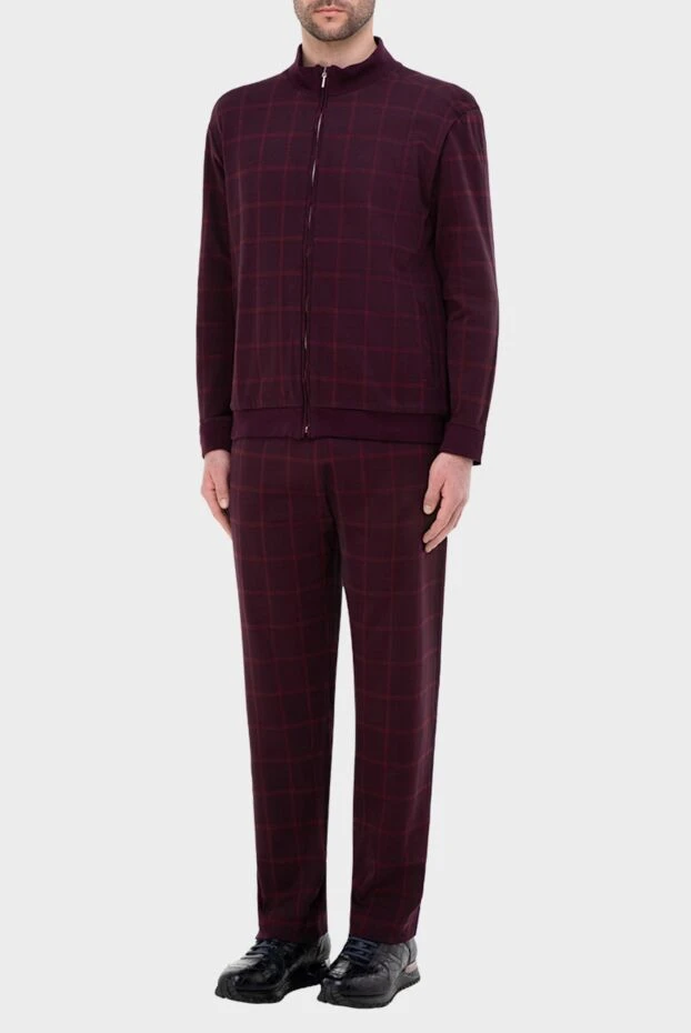 Cesare di Napoli man men's cotton sports suit, burgundy купить с ценами и фото 159029 - photo 2