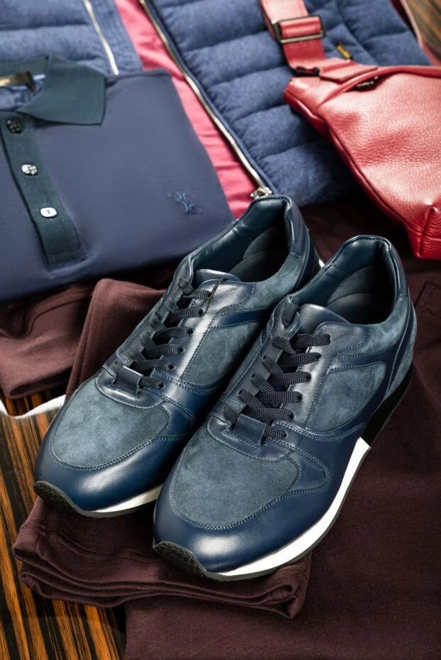 Bontoni blue sneakers with a combined leather and suede upper

 159043 - photo 2