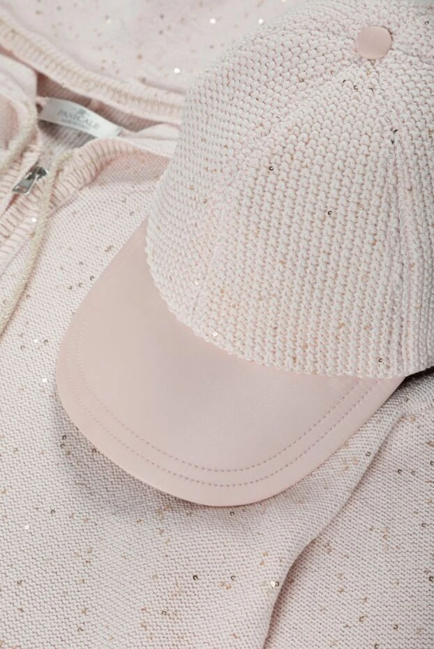 Кепка из хлопка розовая женская в фактурную вязку - фото 2