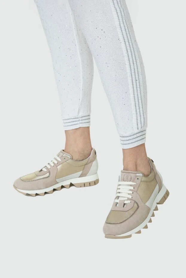 Peserico woman beige nubuck and suede sneakers for women купить с ценами и фото 159069 - photo 2