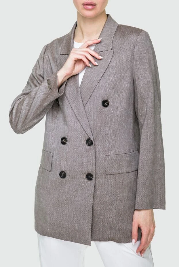 Peserico жакет из шерсти и льна серый женский 159078 - фото 3