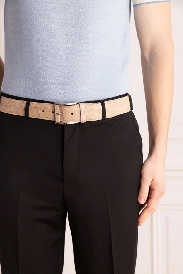 Tardini man beige crocodile leather belt for men купить с ценами и фото 159102 - photo 2