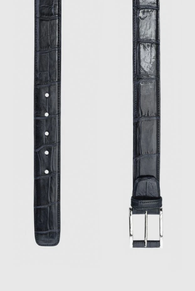Tardini black-blue textured crocodile leather belt for men 159103 - photo 3