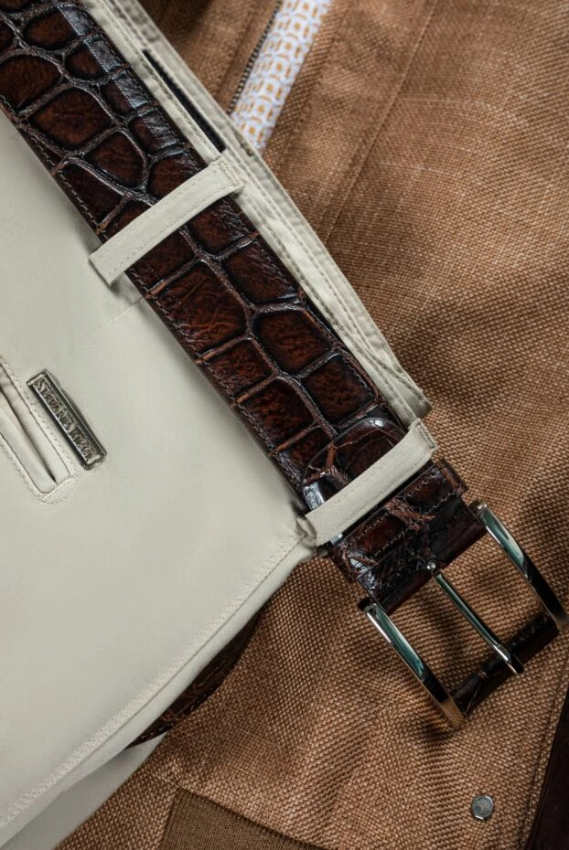 Tardini ремень текстурный из кожи крокодила коричневый мужской 159105 - фото 2