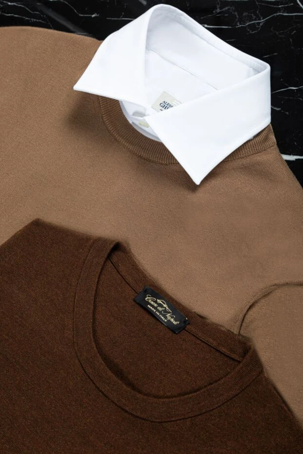 Dalmine ашық қоңыр жібек джемпер ерлерге арналған 159128 - фото 2