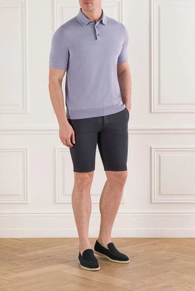 Dalmine поло с длинным рукавом из хлопка голубое мужское  159157 - фото 2