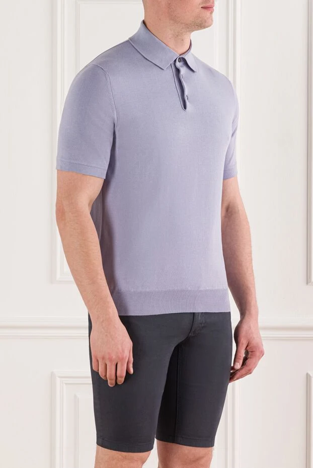 Dalmine поло с длинным рукавом из хлопка голубое мужское  159157 - фото 3