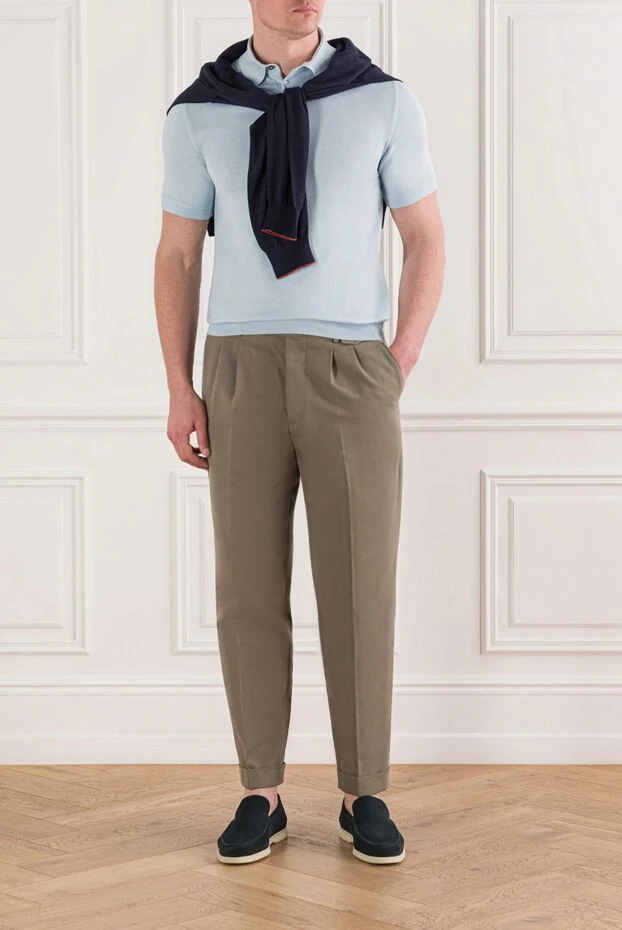 Dalmine поло с коротким рукавом хлопковое светло-голубое на пуговицах мужское 159160 - фото 2