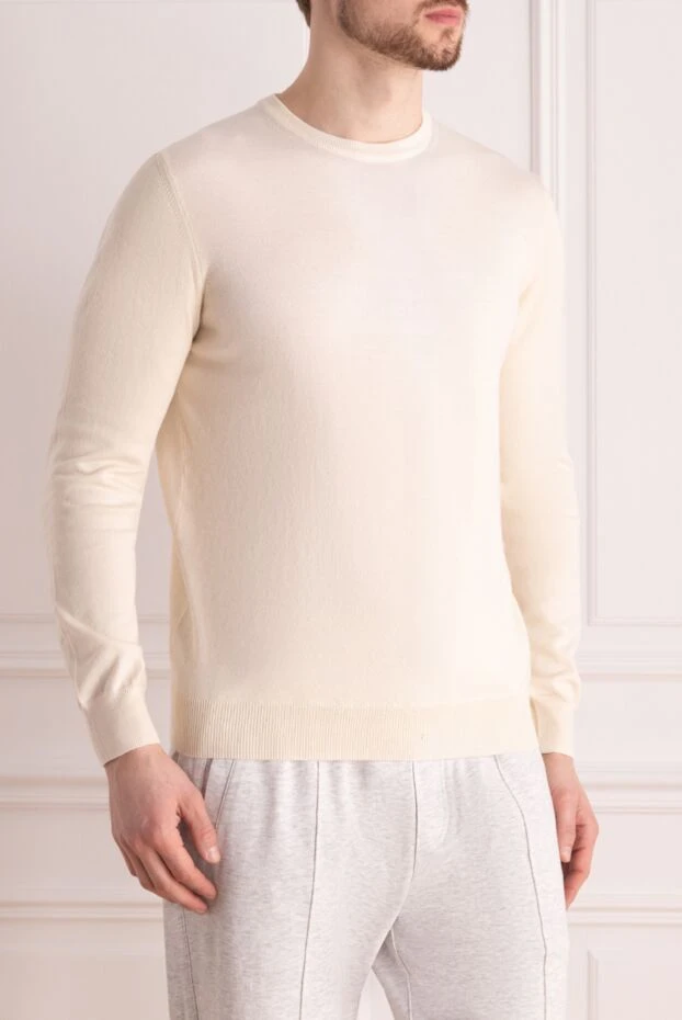 Dalmine джемпер базовый молочно-бежевый хлопковый мужской 159169 - фото 3