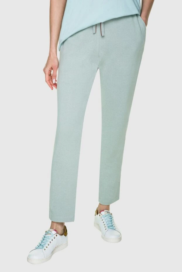 Loro Piana жасыл куліске мақтадан жасалған әйелдер шалбары 159211 - фото 3