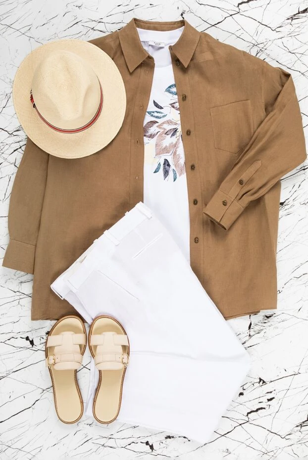 Loro Piana блуза-рубашка женская льняная зеленая 159218 - фото 2