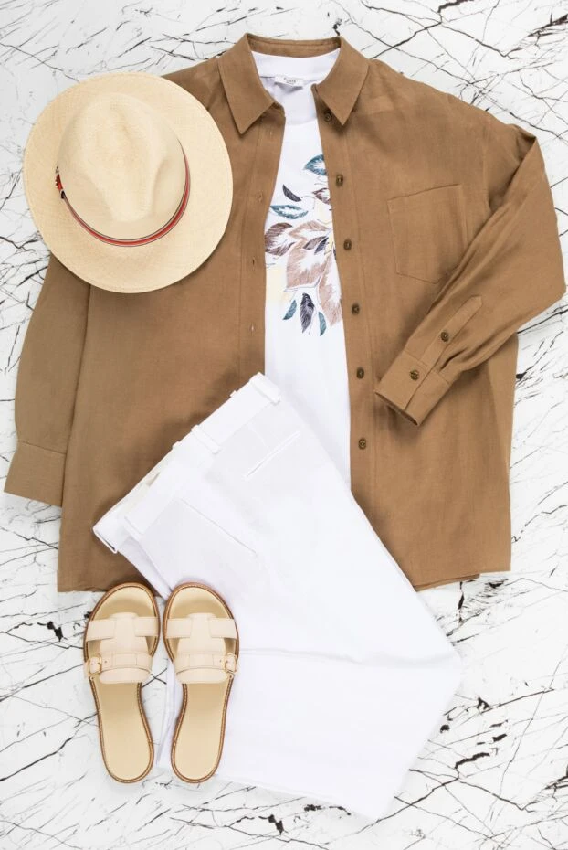 Loro Piana блуза-рубашка женская льняная зеленая 159218 - фото 3