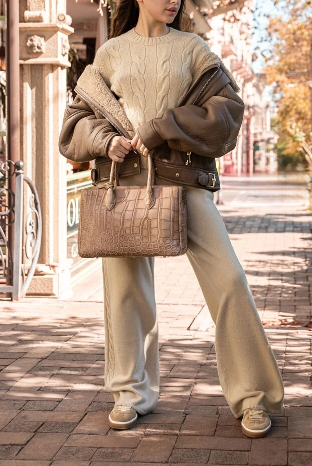 Tardini әйелдерге арналған сөмкелер, төртбұрышты, үлкен, қоңыр түсті, текстуралы былғарыдан жасалған 159240 - фото 3