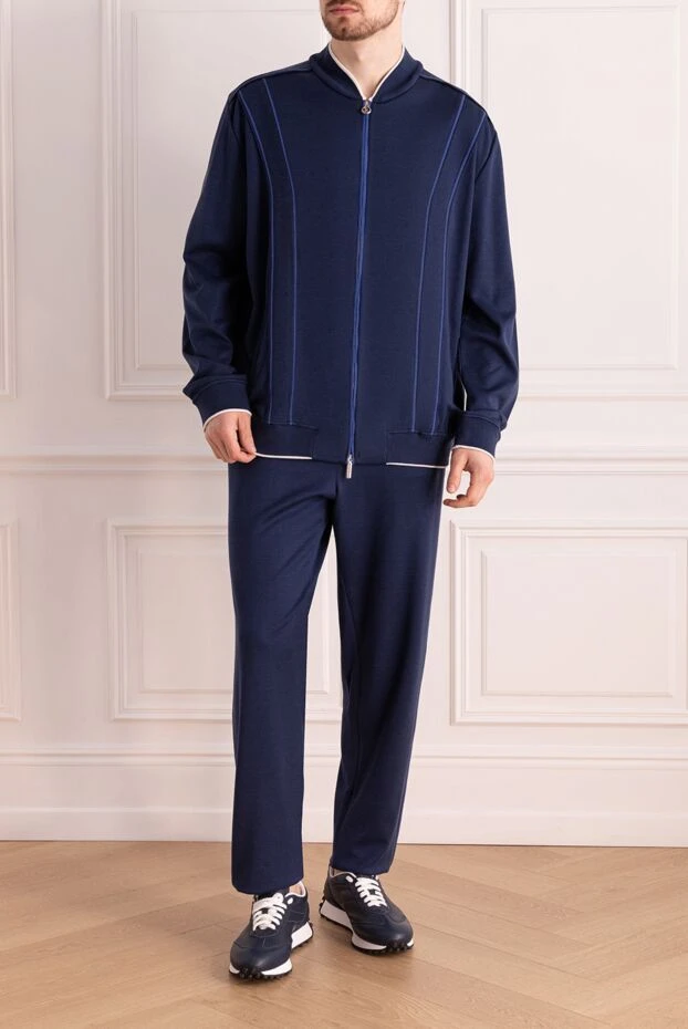 Stefano Ricci костюм спортивный мужской из хлопка, шелка и полиамида синий 159244 - фото 2