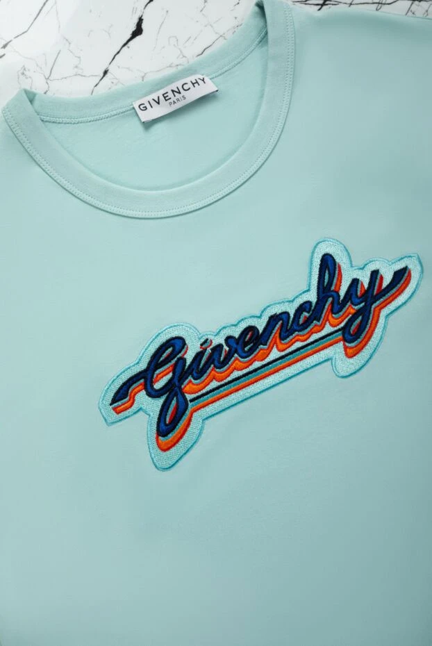 Givenchy футболка женская хлопковая голубая с надписью 159272 - фото 2
