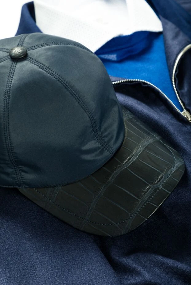 Cesare di Napoli blue alligator leather and nylon cap for men 159322 - photo 2