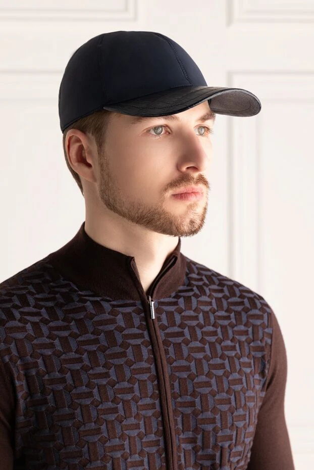 Cesare di Napoli man blue alligator and nylon cap for men купить с ценами и фото 159322 - photo 2