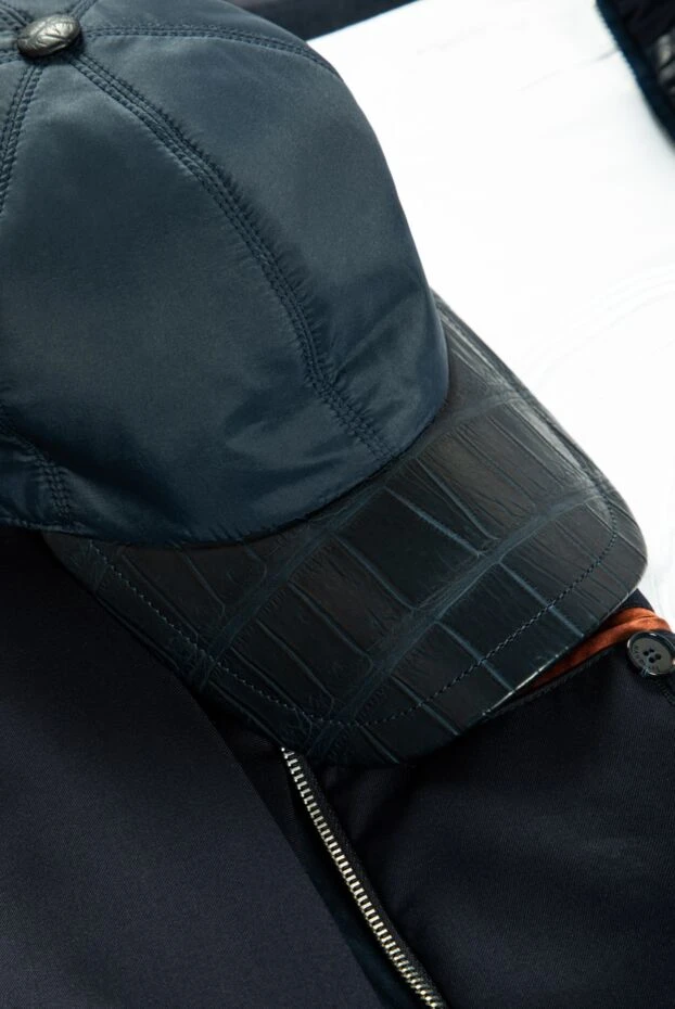 Cesare di Napoli blue alligator leather and nylon cap for men 159322 - photo 3