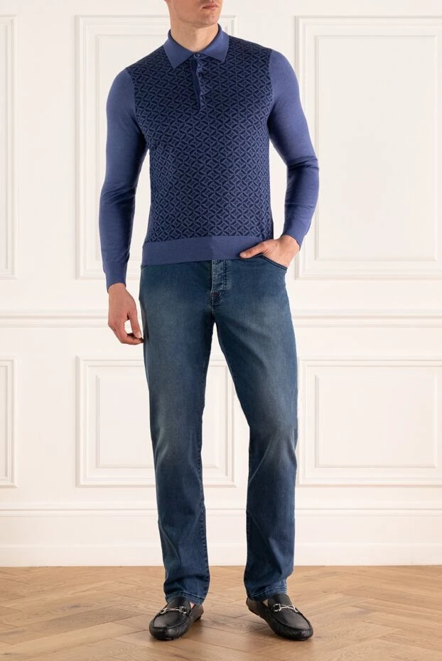 Kiton man blue cotton jeans for men купить с ценами и фото 159330 - photo 2