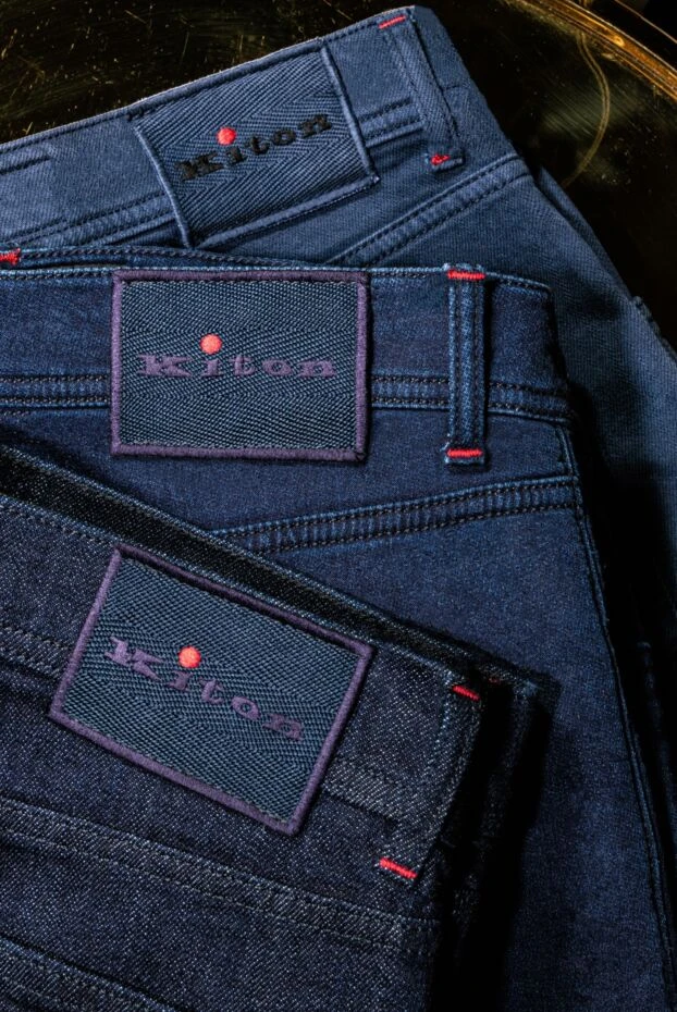 Kiton мужские джинсы из эластичного денима глубокого синего цвета 159333 - фото 2