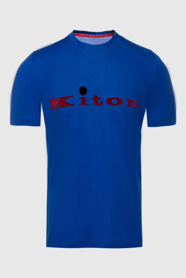 Kiton мужская футболка из хлопка джерси с контрастным бархатным брендингом 195479 - фото 1