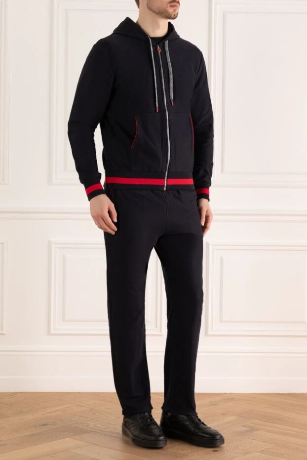 Kiton контрастты әрлеуі бар капюшоны бар қою көк спорттық костюм, ерлерге арналған 159339 - фото 3