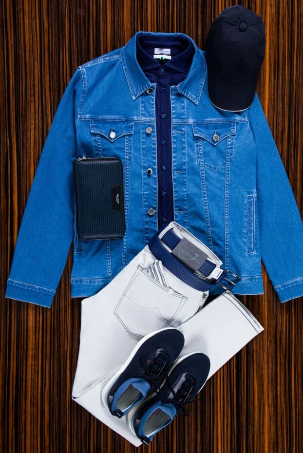 Scissor Scriptor куртка-тракер джинсовая голубая приталенная мужская 159429 - фото 2