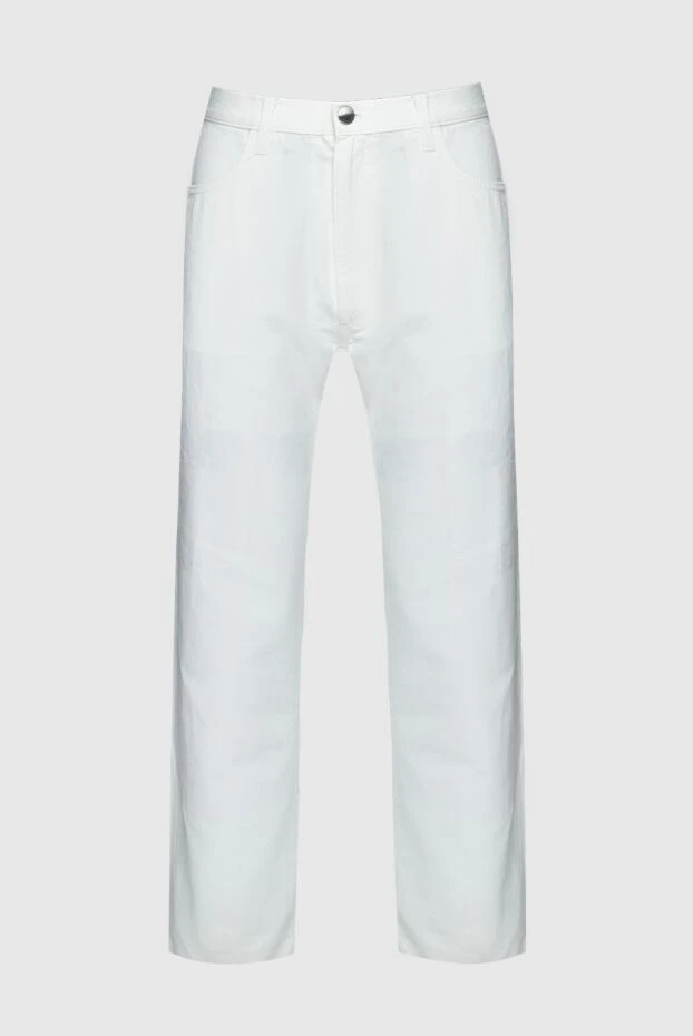 Loro Piana man white cotton and linen trousers for men купить с ценами и фото 159432 - photo 1