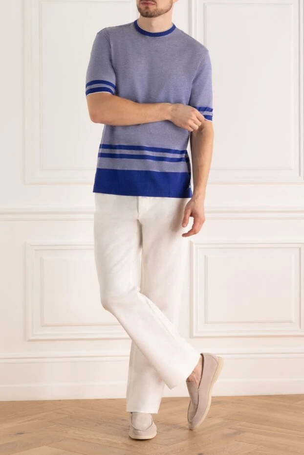 Loro Piana man white cotton and linen trousers for men купить с ценами и фото 159432 - photo 2