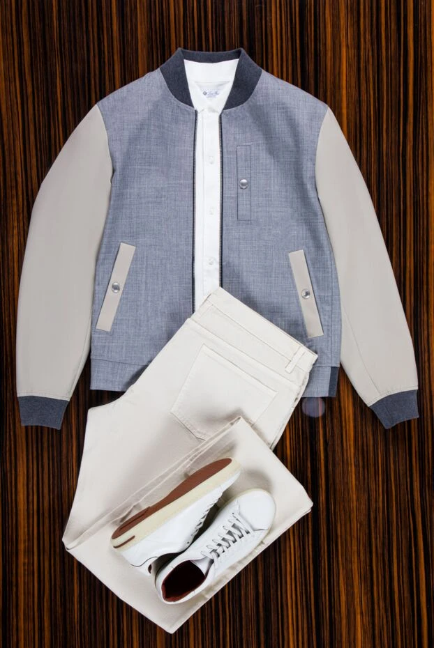 Loro Piana классикалық пішіні бар сүтті мақта ерлер шалбары 159436 - фото 3