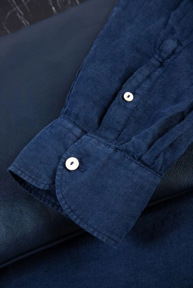 MC2 Saint Barth men's linen shirt with smooth texture and contrast buttons 159503 - photo 2