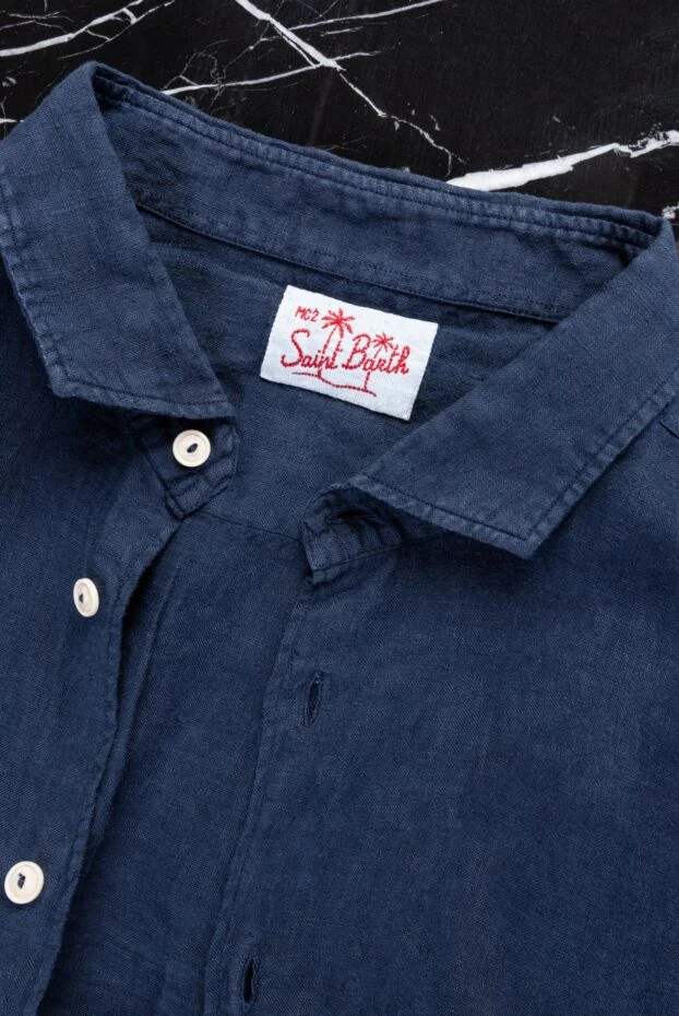 MC2 Saint Barth men's linen shirt with smooth texture and contrast buttons 159503 - photo 3