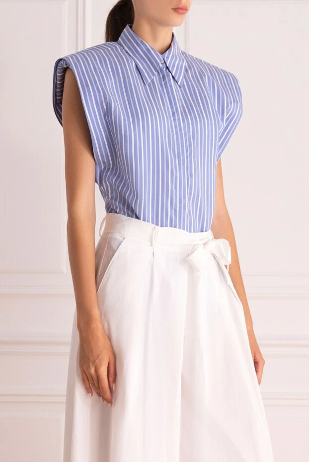 Isabel Marant блуза женская шелковая в полосатый узор синяя 159526 - фото 3