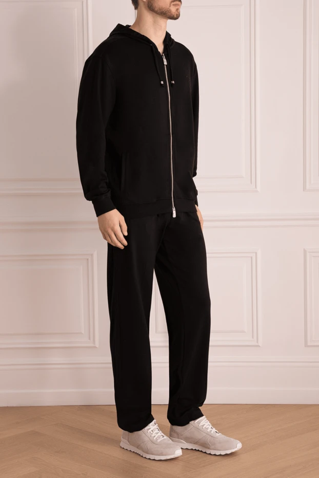 Billionaire жібек пен мақтадан тігілген ерлер спорт костюмі, қара 159539 - фото 3