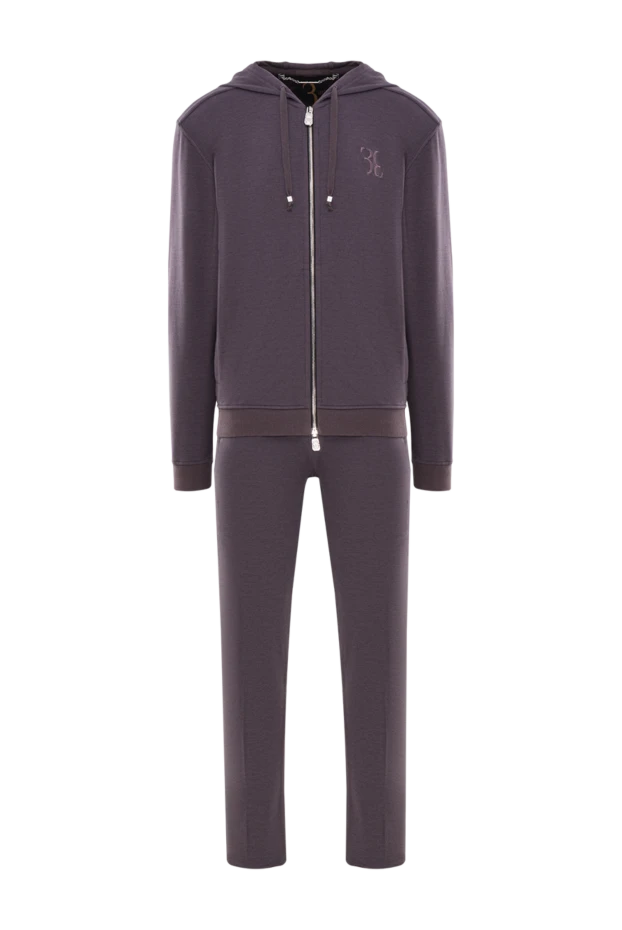 Жібек пен мақтадан тігілген ерлер спорттық костюмі, сұр түсті - фото 1