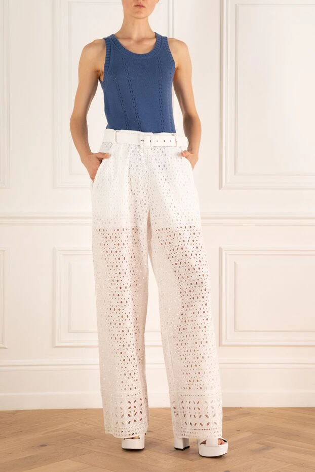 Charo Ruiz woman white cotton and polyester trousers for women купить с ценами и фото 159559 - photo 2