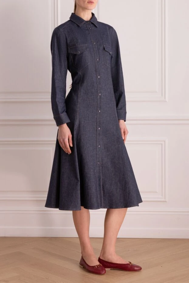 D.Exterior платье миди из денима на основе хлопка и льна с планкой на кнопках
 159598 - фото 3